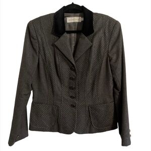 Vintage Wool Blazer 12 Gray Neutral Minimalist 80s Retro Academia Career Chic